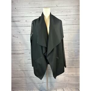 Spanx Tailored Jacket Womens Large Black Open Front Drape Blazer